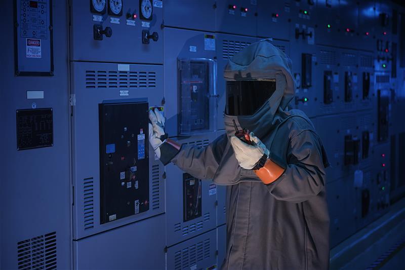 engineer wearing a fire protective gear